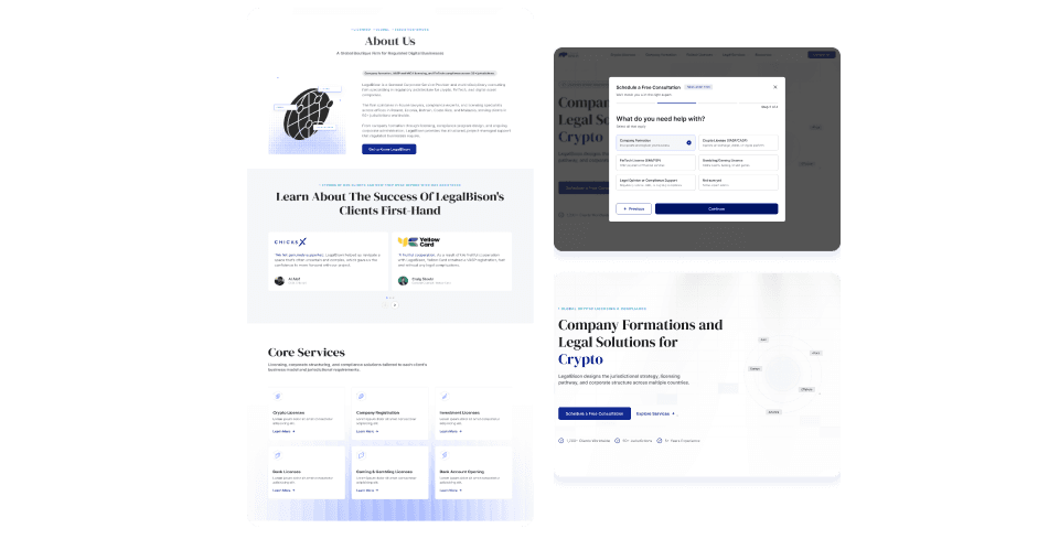 LegalBison Marketing Website screens
