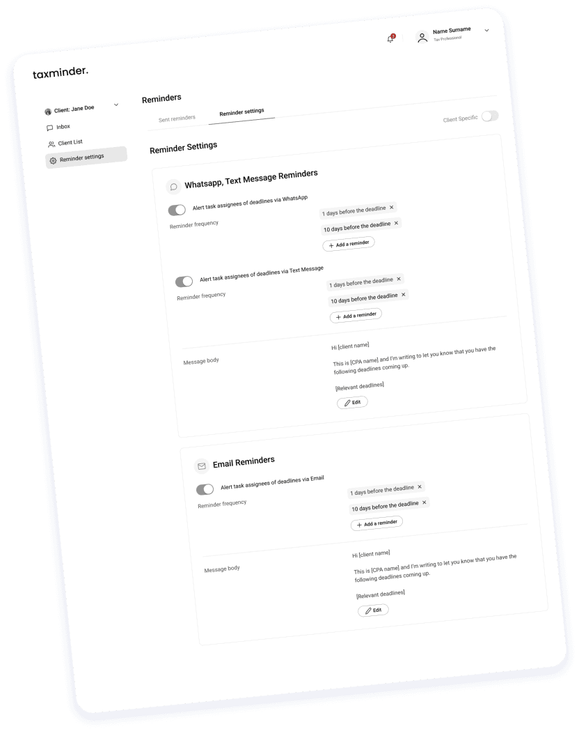 Taxminder screen 2